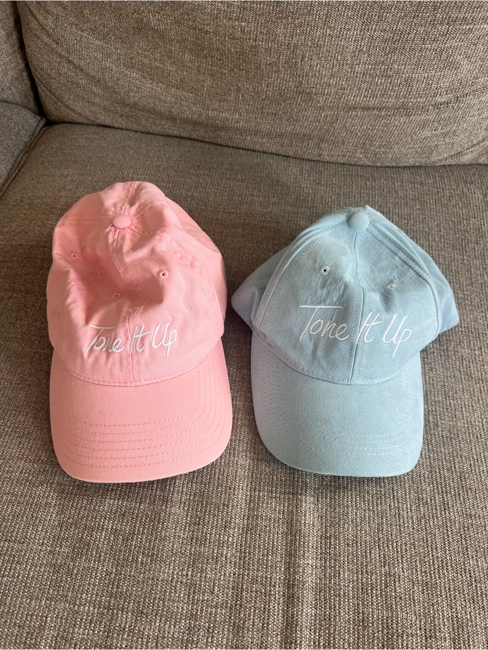 Tone It Up Embroidered Baseball Caps - Pink & Light Blue